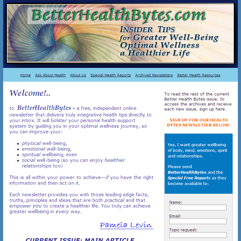 BetterHealthBytes.com - Better Health Bytes for Greater Wellbeing Home Page